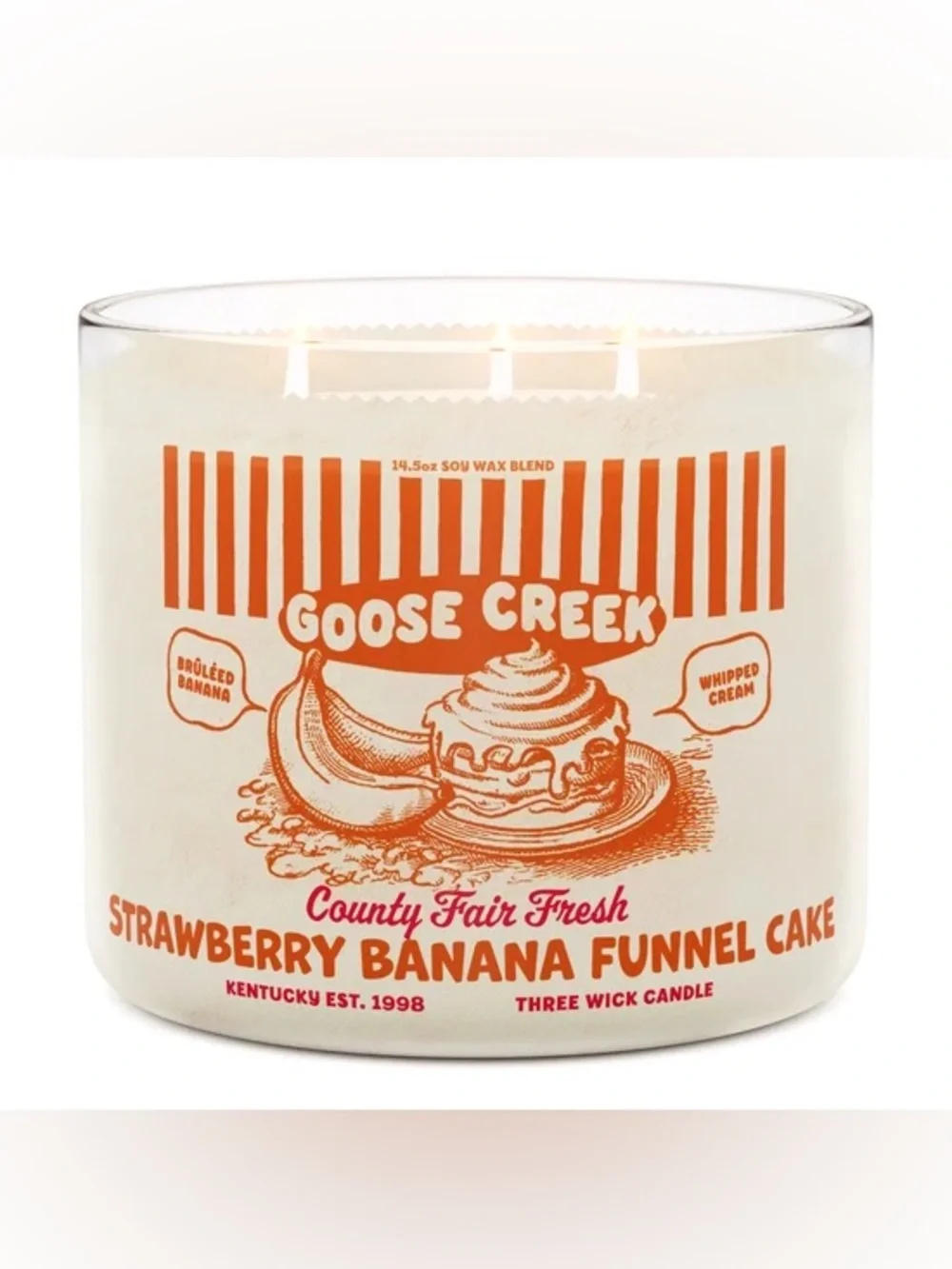 New Goose Creek Strawberry Banana Funnel Cake 3-Wick Candle 14.5 oz NEW